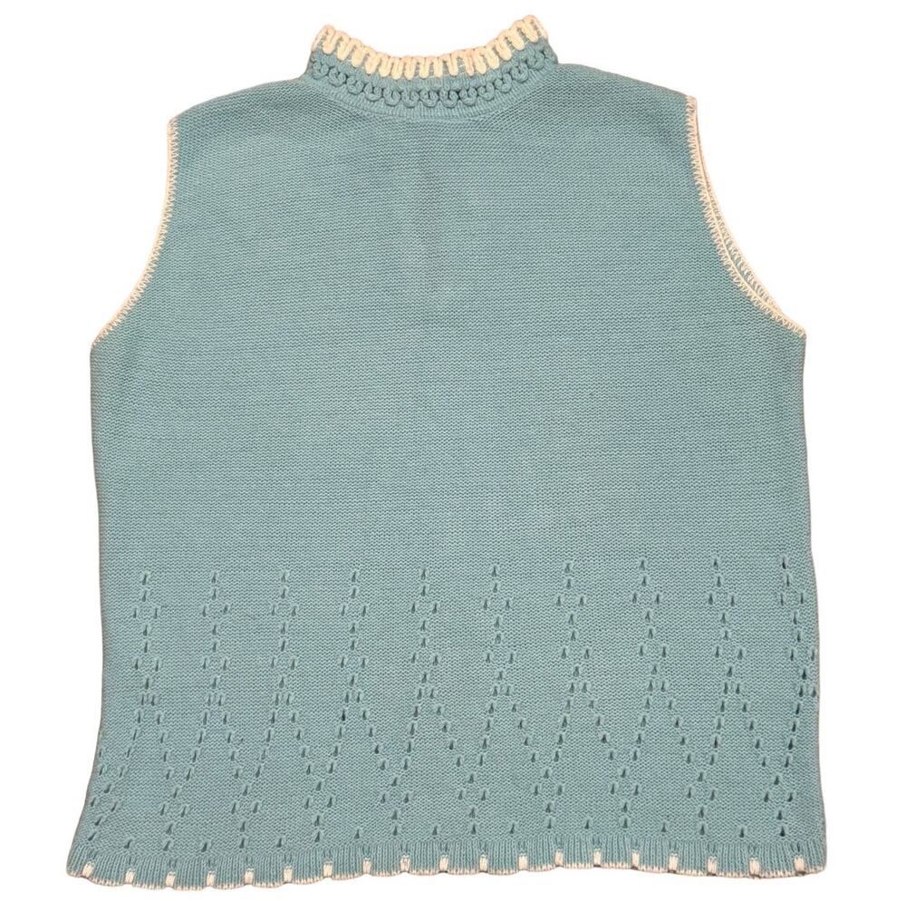 Vintage Turbo Orlon Colleen knitwear sweater vest blue & white trim size medium